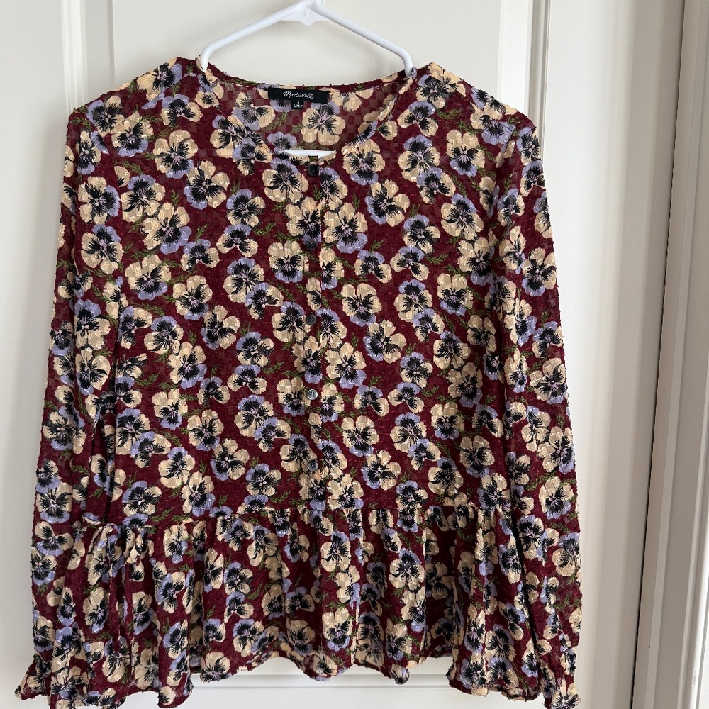 Madewell Floral Peplum Blouse
